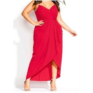 City Chic Red Asymmetrical Sheath Dress